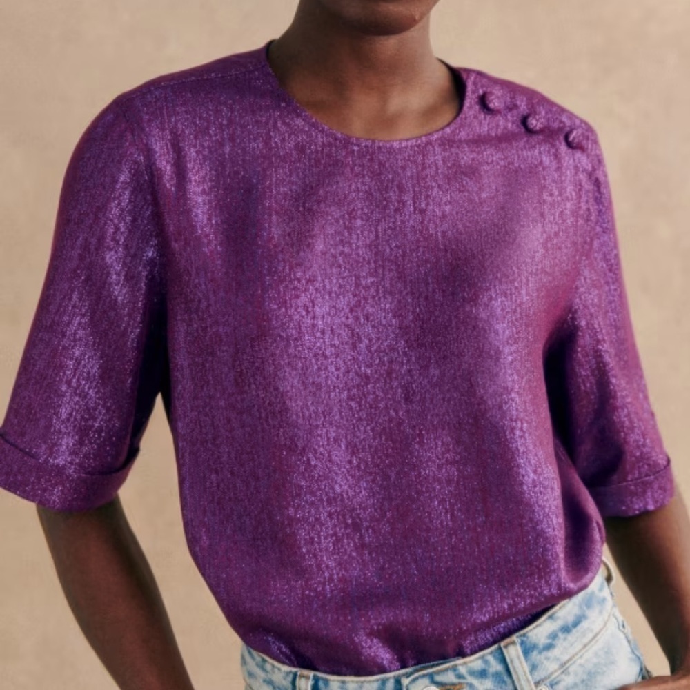 Sezane Purple Sparkly Top